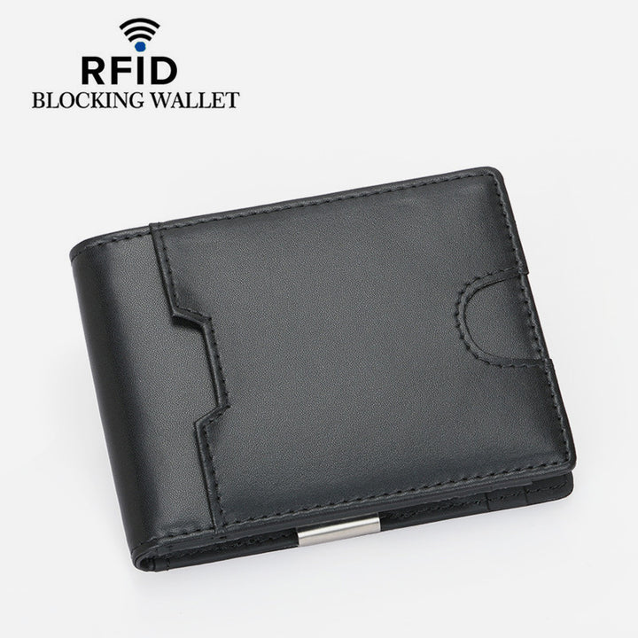 RFID-blockierende Geldbörse für Männer, schmale Geldklammer aus Leder