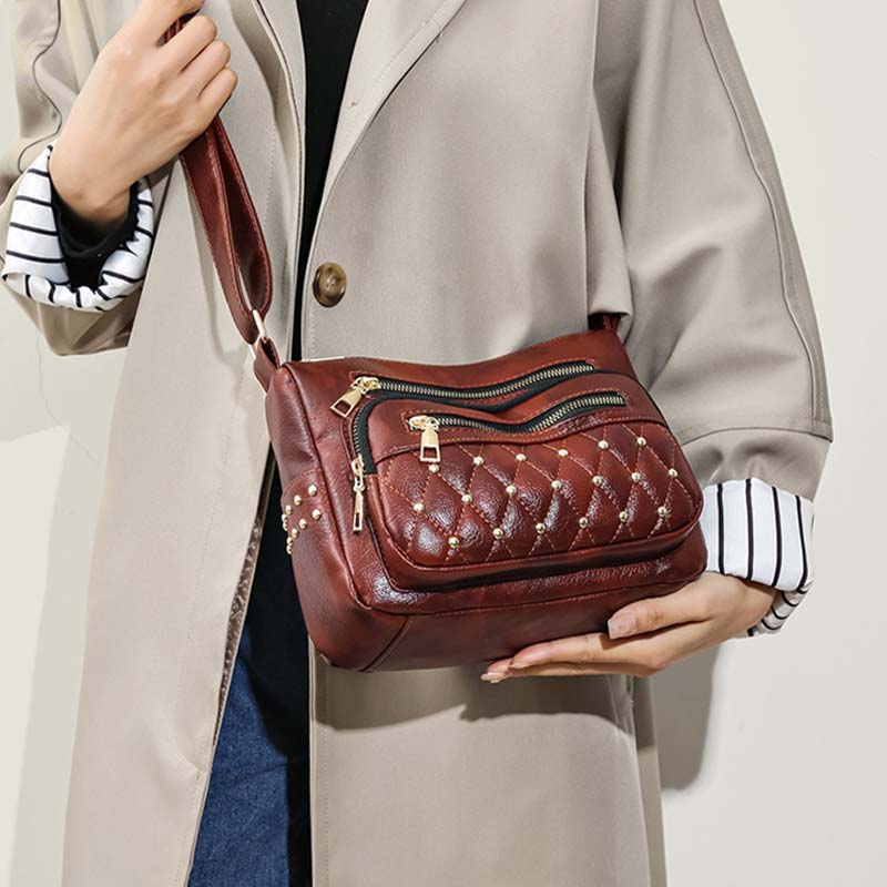 Rivet Crossbody Bag Weiche vegane Ledergeldbörse für Damen