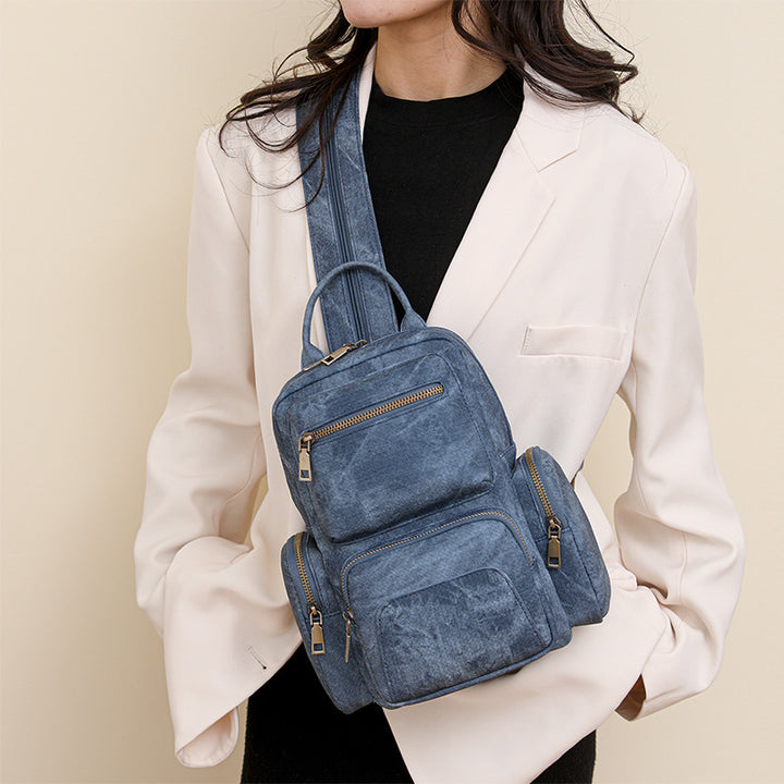 Retro Leder Rucksack Cabrio Sling Tasche für Frauen Weekender