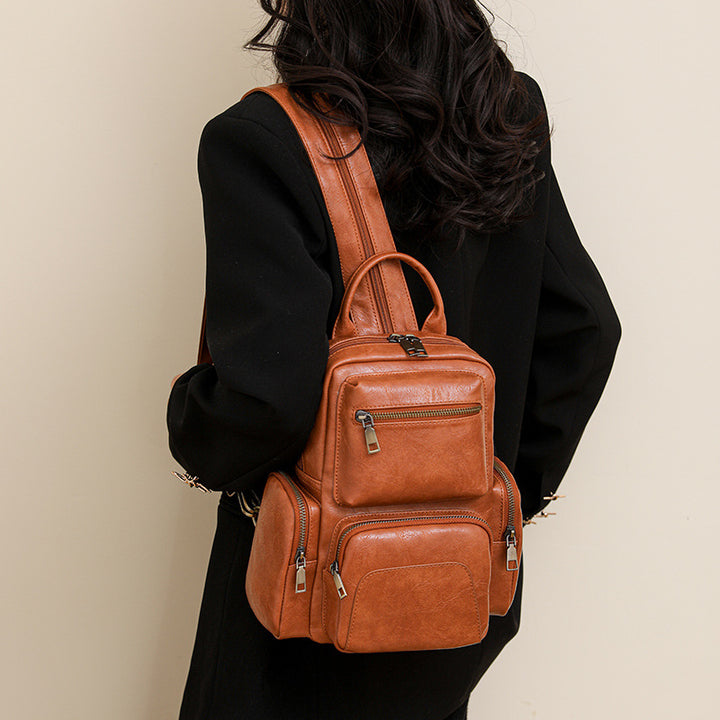 Retro Leder Rucksack Cabrio Sling Tasche für Frauen Weekender