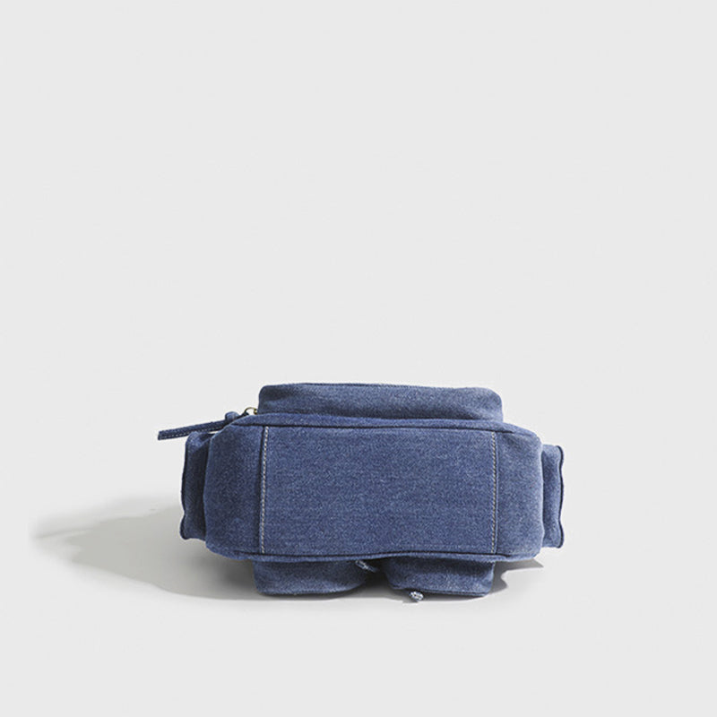 Einfarbige Umhängetasche für Damen, minimalistische Umhängetasche aus Denim