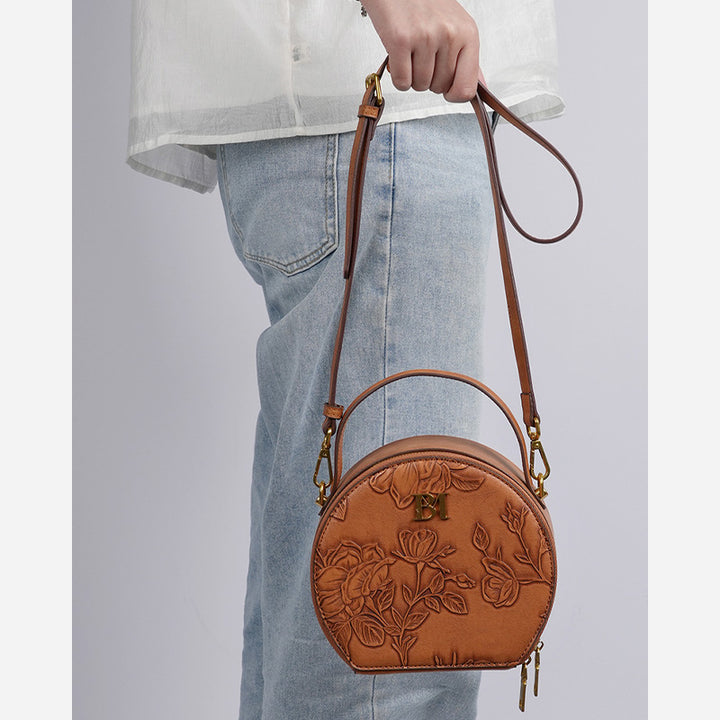 Schlangenhaut-Korn-Runde Tasche Lady Flowers Clamshell Handtasche Umhängetasche