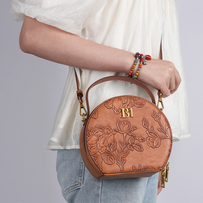 Schlangenhaut-Korn-Runde Tasche Lady Flowers Clamshell Handtasche Umhängetasche
