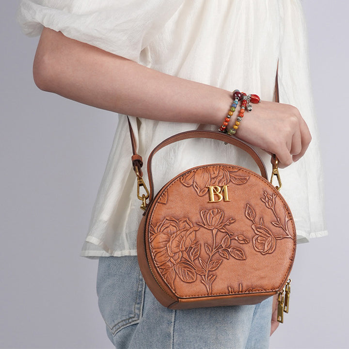 Schlangenhaut-Korn-Runde Tasche Lady Flowers Clamshell Handtasche Umhängetasche