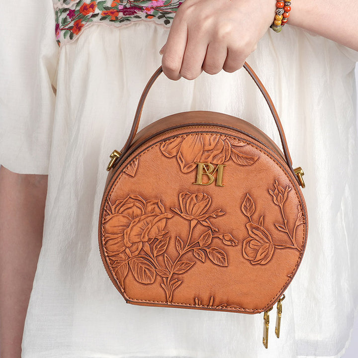 Schlangenhaut-Korn-Runde Tasche Lady Flowers Clamshell Handtasche Umhängetasche