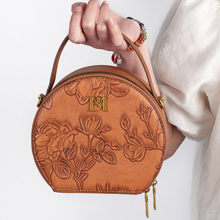 Schlangenhaut-Korn-Runde Tasche Lady Flowers Clamshell Handtasche Umhängetasche