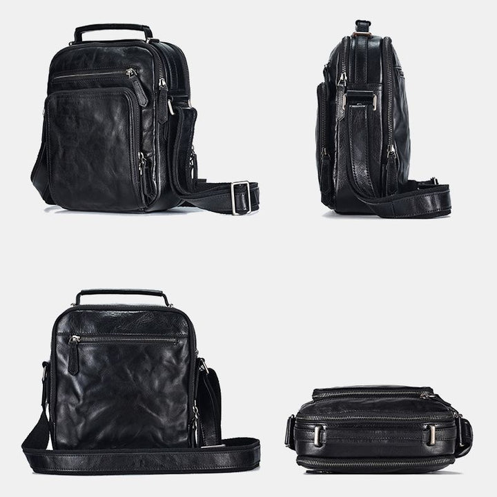 Kleine Umhängetasche für Herren, mehrere Taschen, echtes Leder, Umhängetasche