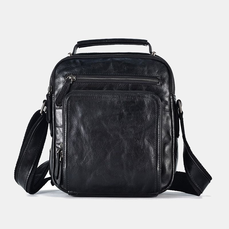 Kleine Umhängetasche für Herren, mehrere Taschen, echtes Leder, Umhängetasche