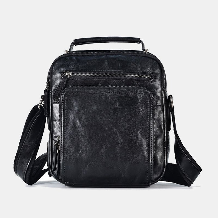 Kleine Umhängetasche für Herren, mehrere Taschen, echtes Leder, Umhängetasche