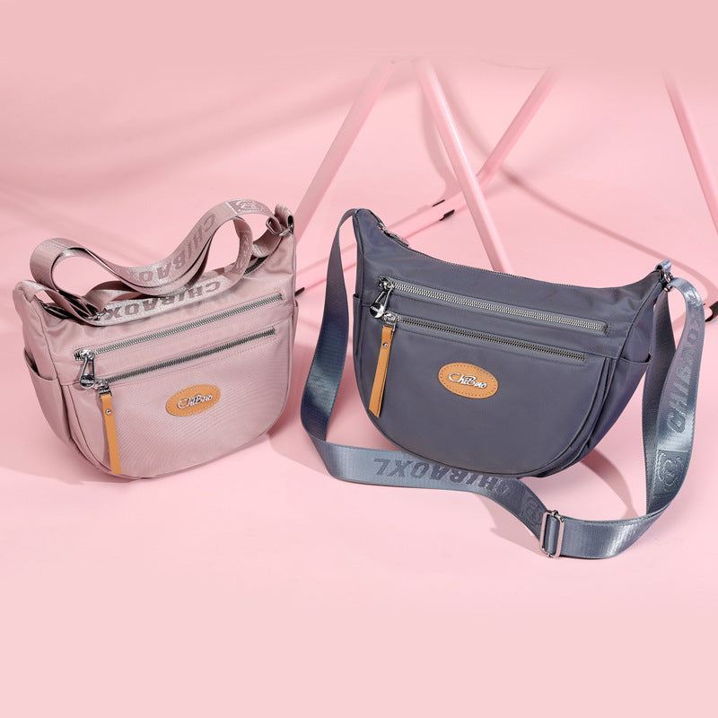 Nylon-Umhängetasche für Damen, Pendler, breite Schultergurt-Geldbörse