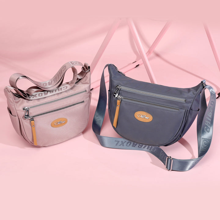 Nylon-Umhängetasche für Damen, Pendler, breite Schultergurt-Geldbörse