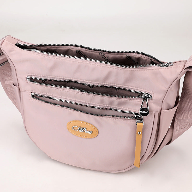 Nylon-Umhängetasche für Damen, Pendler, breite Schultergurt-Geldbörse