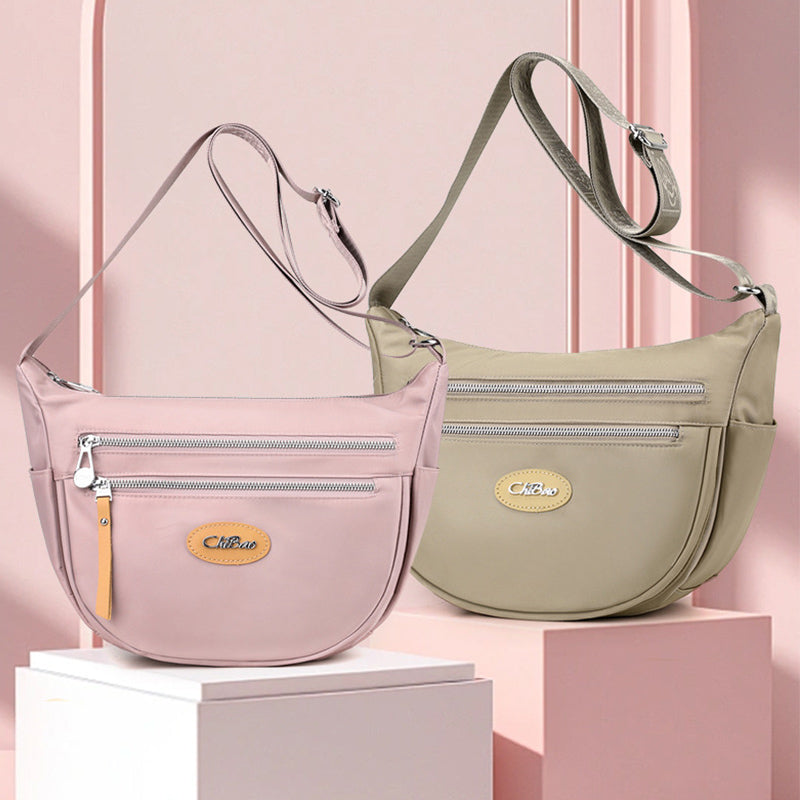 Nylon-Umhängetasche für Damen, Pendler, breite Schultergurt-Geldbörse