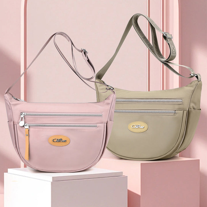 Nylon-Umhängetasche für Damen, Pendler, breite Schultergurt-Geldbörse