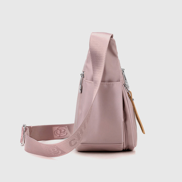 Nylon-Umhängetasche für Damen, Pendler, breite Schultergurt-Geldbörse