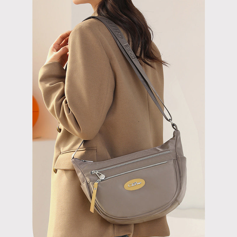 Nylon-Umhängetasche für Damen, Pendler, breite Schultergurt-Geldbörse