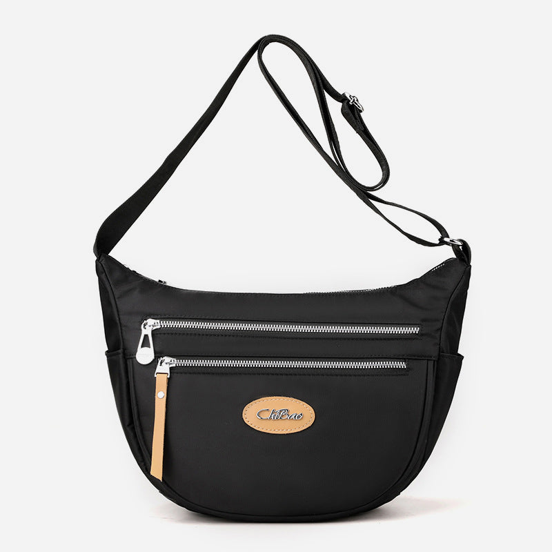 Nylon-Umhängetasche für Damen, Pendler, breite Schultergurt-Geldbörse