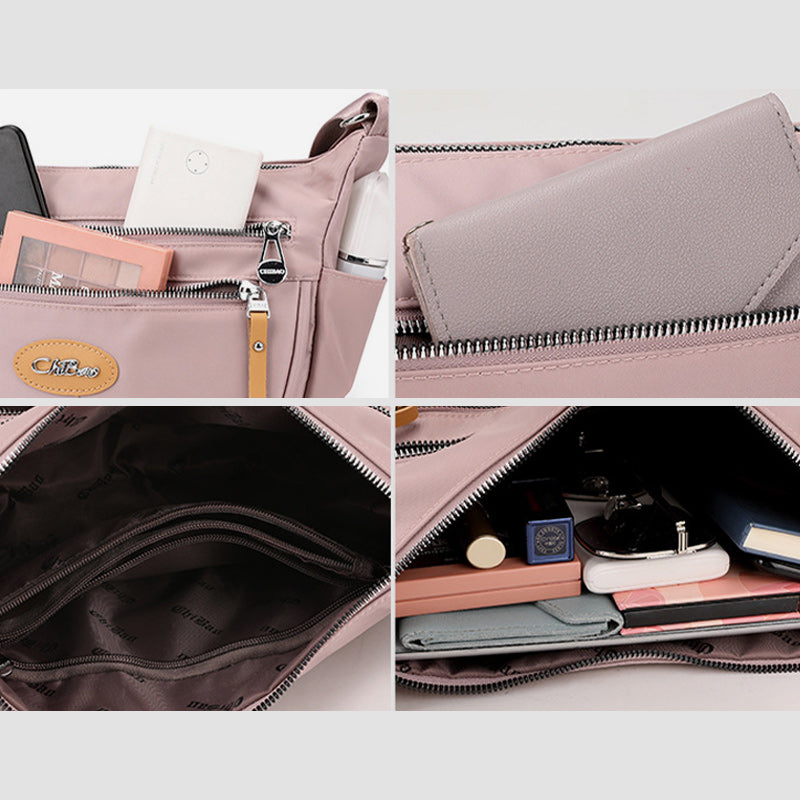 Nylon-Umhängetasche für Damen, Pendler, breite Schultergurt-Geldbörse