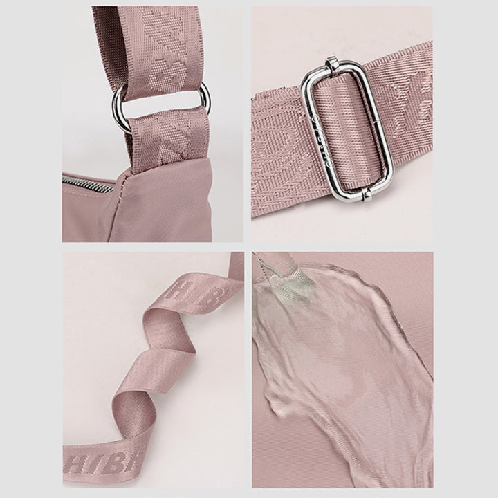 Nylon-Umhängetasche für Damen, Pendler, breite Schultergurt-Geldbörse