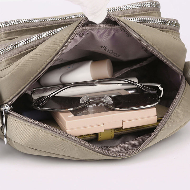 Nylontasche mit mehreren Fächern, minimalistische Umhängetasche für Damen