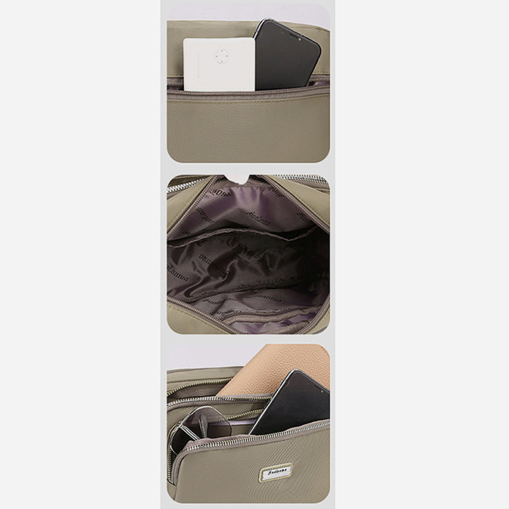 Nylontasche mit mehreren Fächern, minimalistische Umhängetasche für Damen