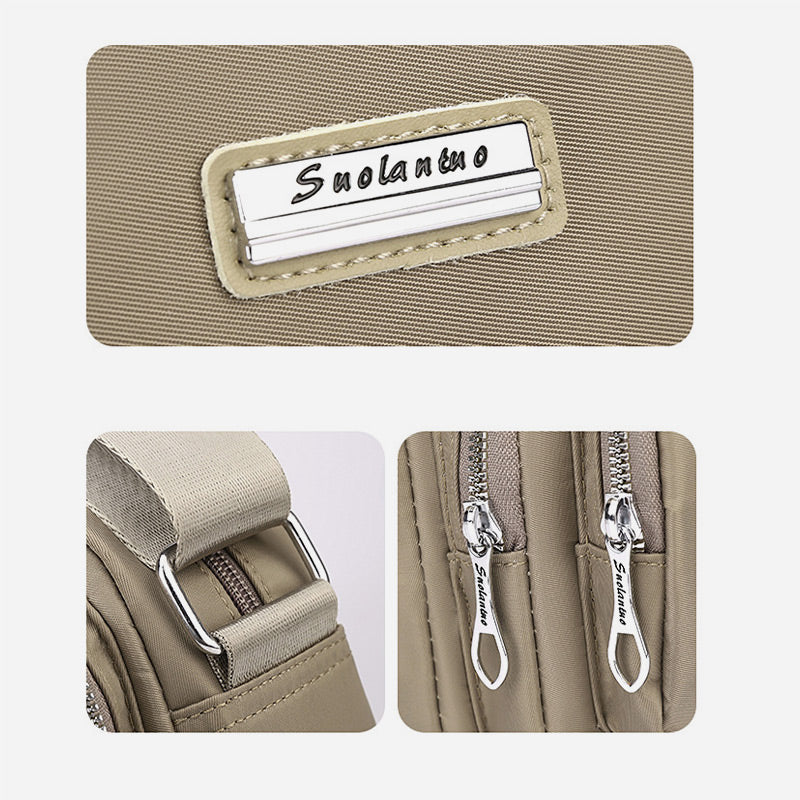 Nylontasche mit mehreren Fächern, minimalistische Umhängetasche für Damen