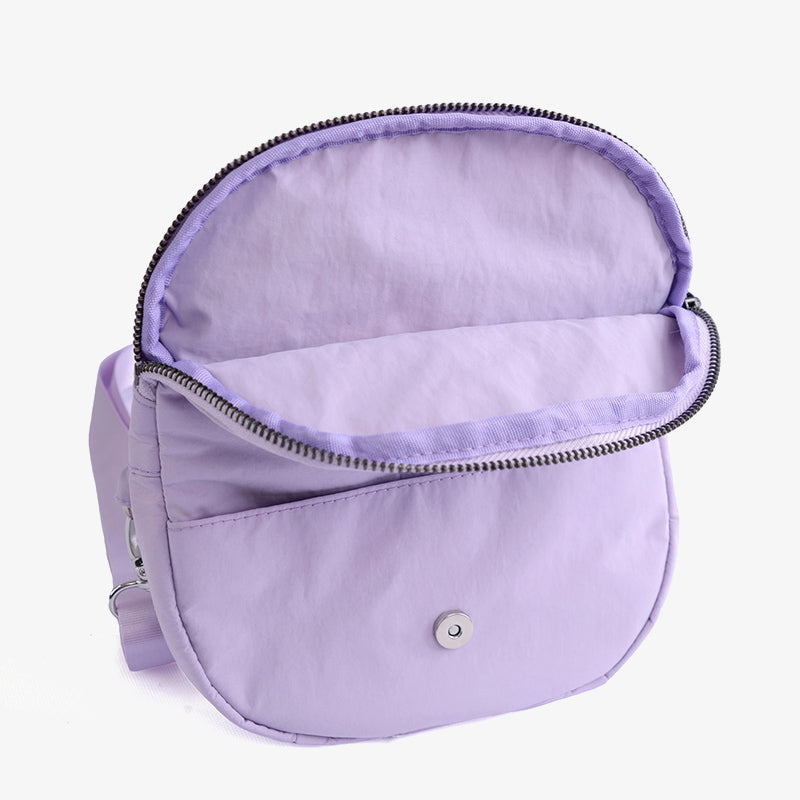 Halbmondförmige Umhängetasche für Damen, minimalistische, einfarbige Nylon-Geldbörse