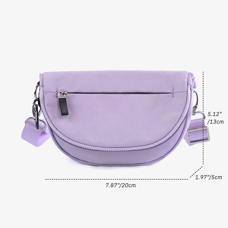 Halbmondförmige Umhängetasche für Damen, minimalistische, einfarbige Nylon-Geldbörse