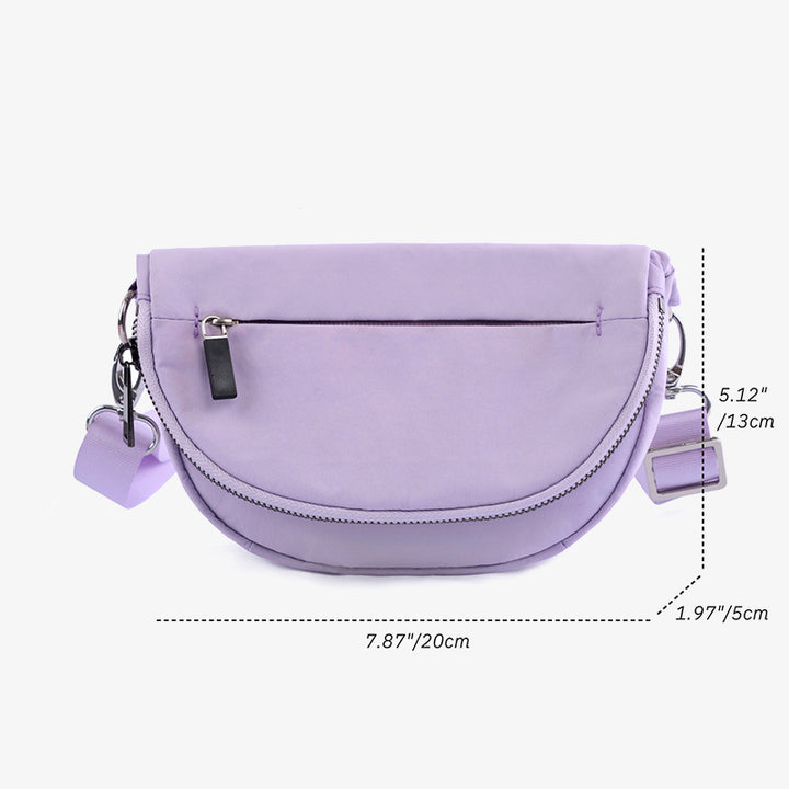 Halbmondförmige Umhängetasche für Damen, minimalistische, einfarbige Nylon-Geldbörse
