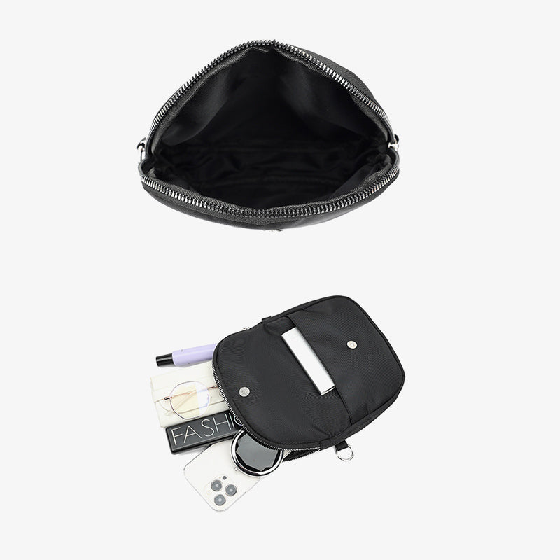 Halbmondförmige Umhängetasche für Damen, minimalistische, einfarbige Nylon-Geldbörse
