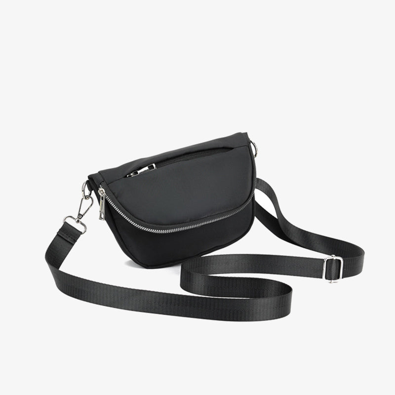 Halbmondförmige Umhängetasche für Damen, minimalistische, einfarbige Nylon-Geldbörse