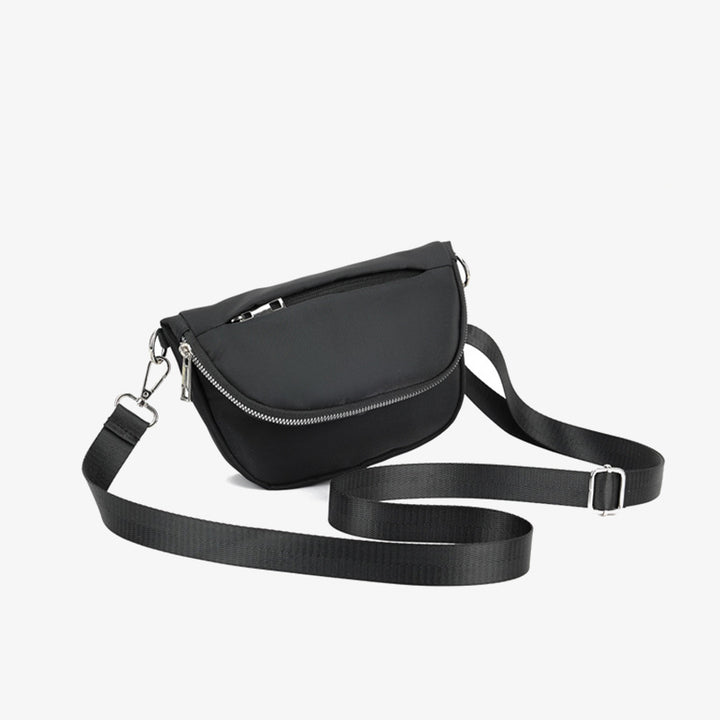 Halbmondförmige Umhängetasche für Damen, minimalistische, einfarbige Nylon-Geldbörse