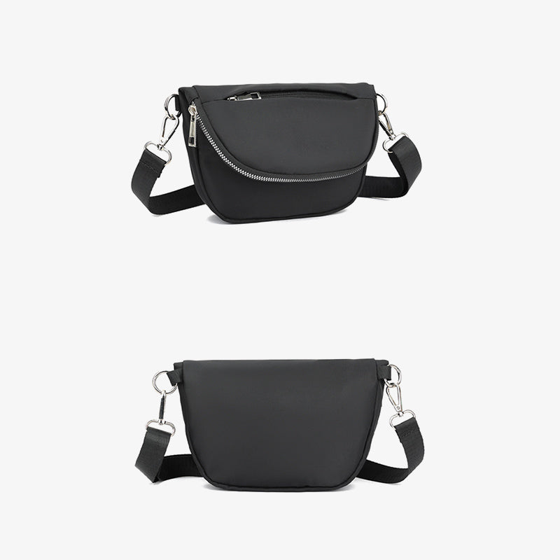 Halbmondförmige Umhängetasche für Damen, minimalistische, einfarbige Nylon-Geldbörse