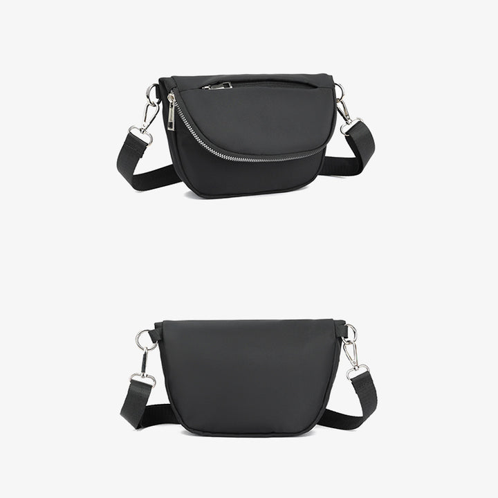 Halbmondförmige Umhängetasche für Damen, minimalistische, einfarbige Nylon-Geldbörse