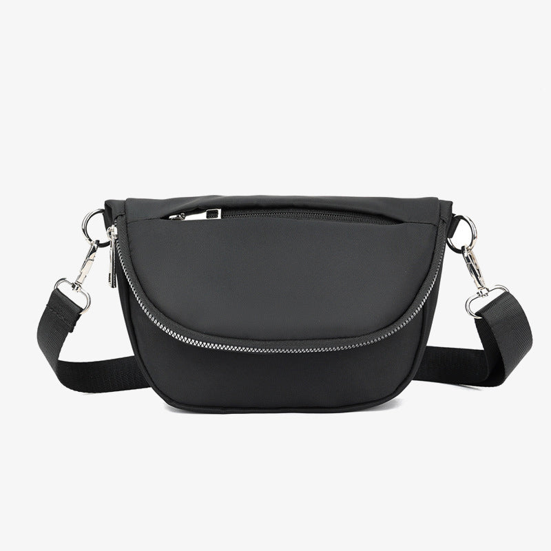 Halbmondförmige Umhängetasche für Damen, minimalistische, einfarbige Nylon-Geldbörse