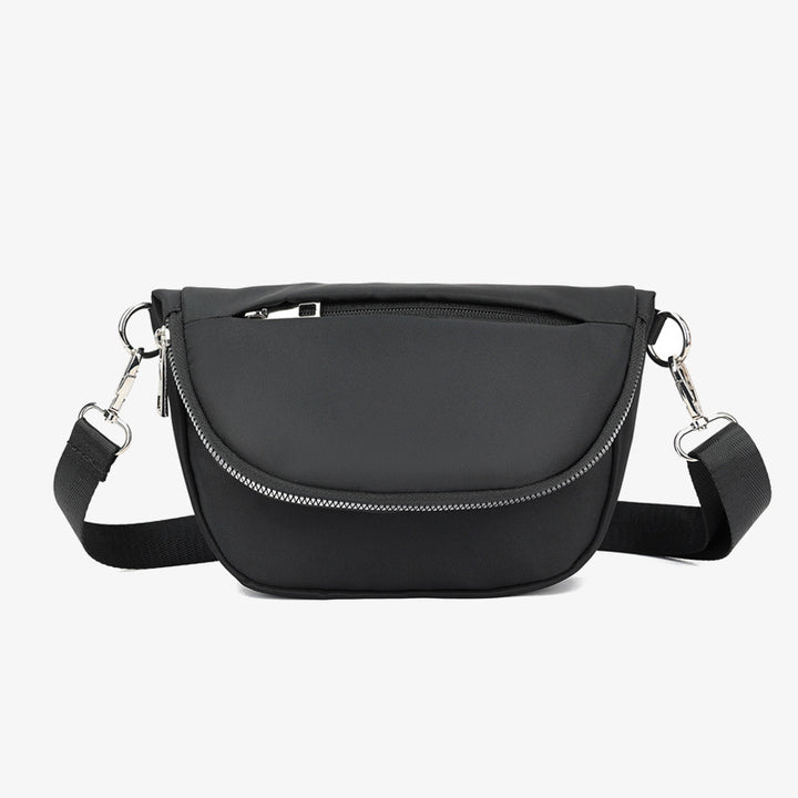 Halbmondförmige Umhängetasche für Damen, minimalistische, einfarbige Nylon-Geldbörse