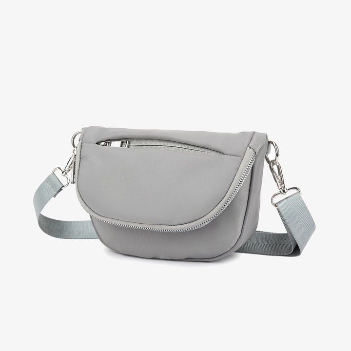 Halbmondförmige Umhängetasche für Damen, minimalistische, einfarbige Nylon-Geldbörse