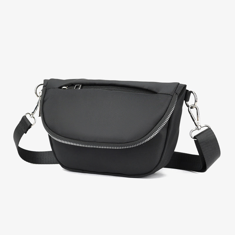 Halbmondförmige Umhängetasche für Damen, minimalistische, einfarbige Nylon-Geldbörse