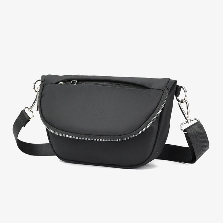 Halbmondförmige Umhängetasche für Damen, minimalistische, einfarbige Nylon-Geldbörse