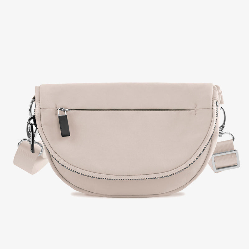 Halbmondförmige Umhängetasche für Damen, minimalistische, einfarbige Nylon-Geldbörse