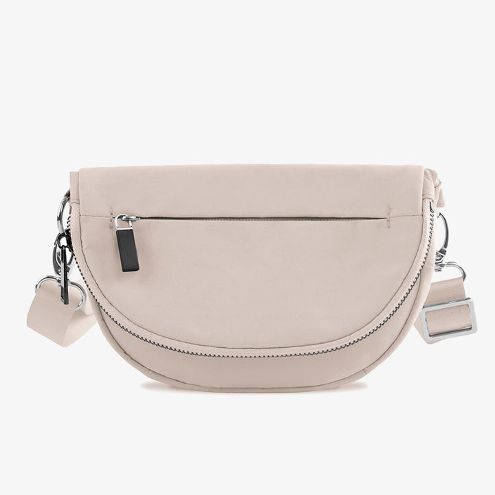 Halbmondförmige Umhängetasche für Damen, minimalistische, einfarbige Nylon-Geldbörse