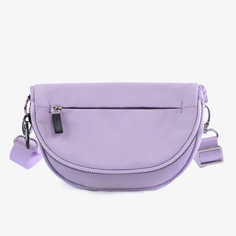 Halbmondförmige Umhängetasche für Damen, minimalistische, einfarbige Nylon-Geldbörse