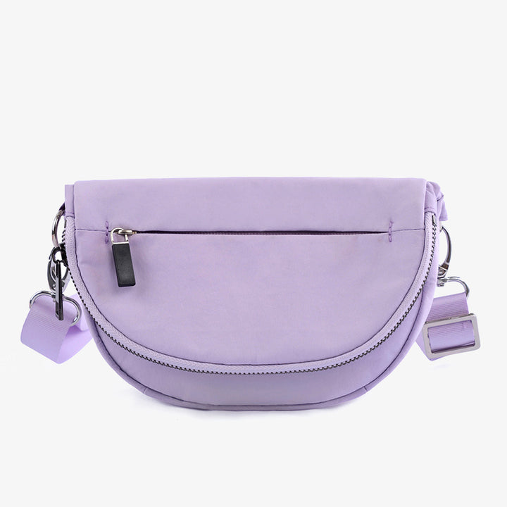 Halbmondförmige Umhängetasche für Damen, minimalistische, einfarbige Nylon-Geldbörse