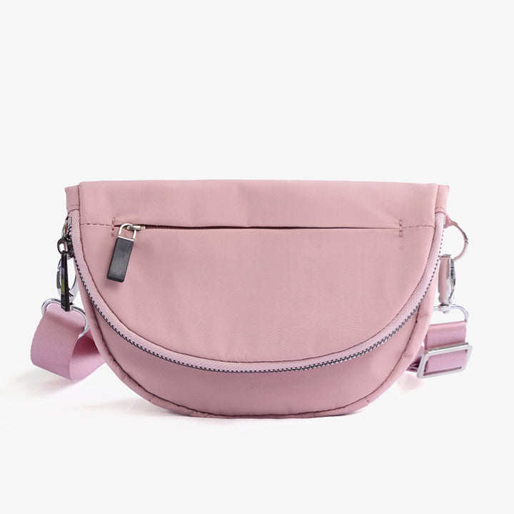 Halbmondförmige Umhängetasche für Damen, minimalistische, einfarbige Nylon-Geldbörse