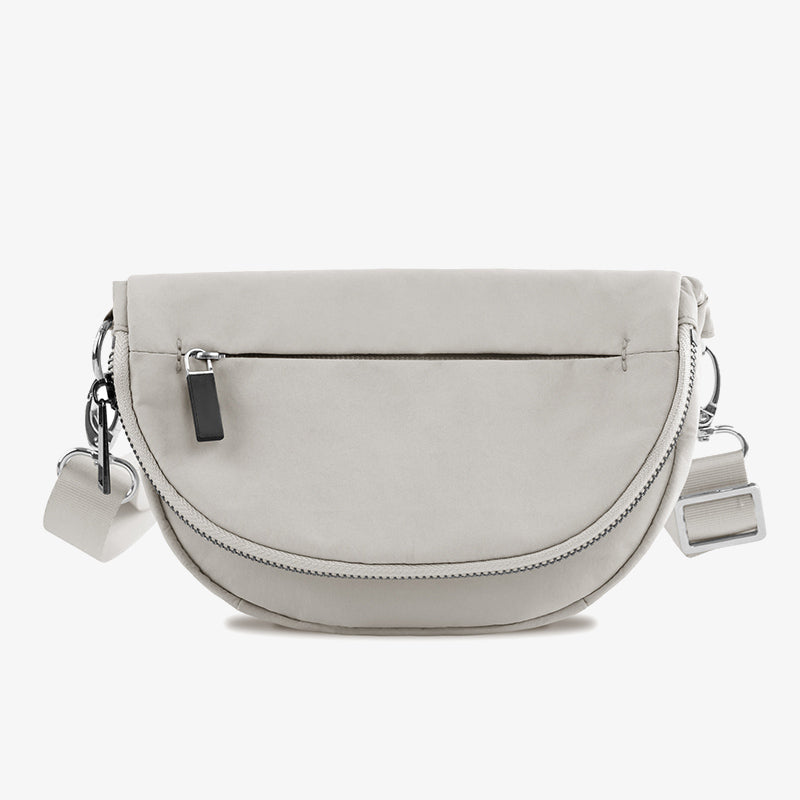 Halbmondförmige Umhängetasche für Damen, minimalistische, einfarbige Nylon-Geldbörse