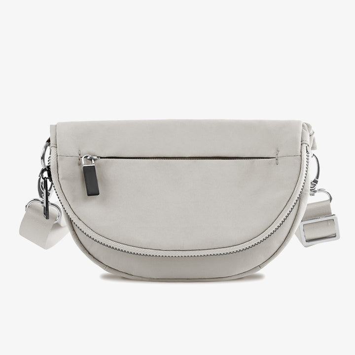 Halbmondförmige Umhängetasche für Damen, minimalistische, einfarbige Nylon-Geldbörse