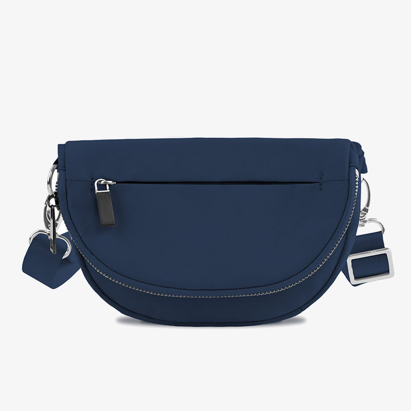 Halbmondförmige Umhängetasche für Damen, minimalistische, einfarbige Nylon-Geldbörse