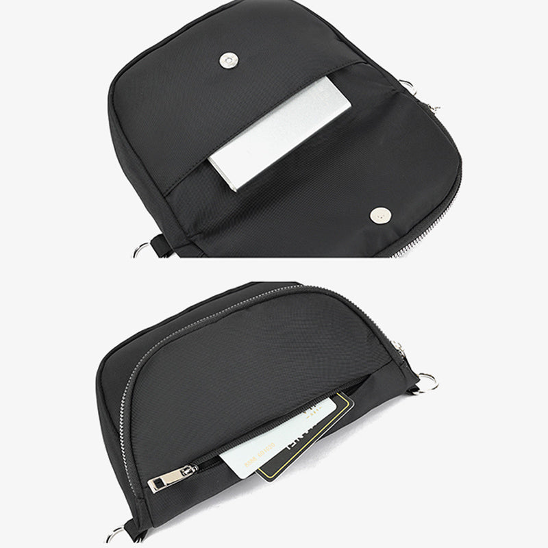 Halbmondförmige Umhängetasche für Damen, minimalistische, einfarbige Nylon-Geldbörse