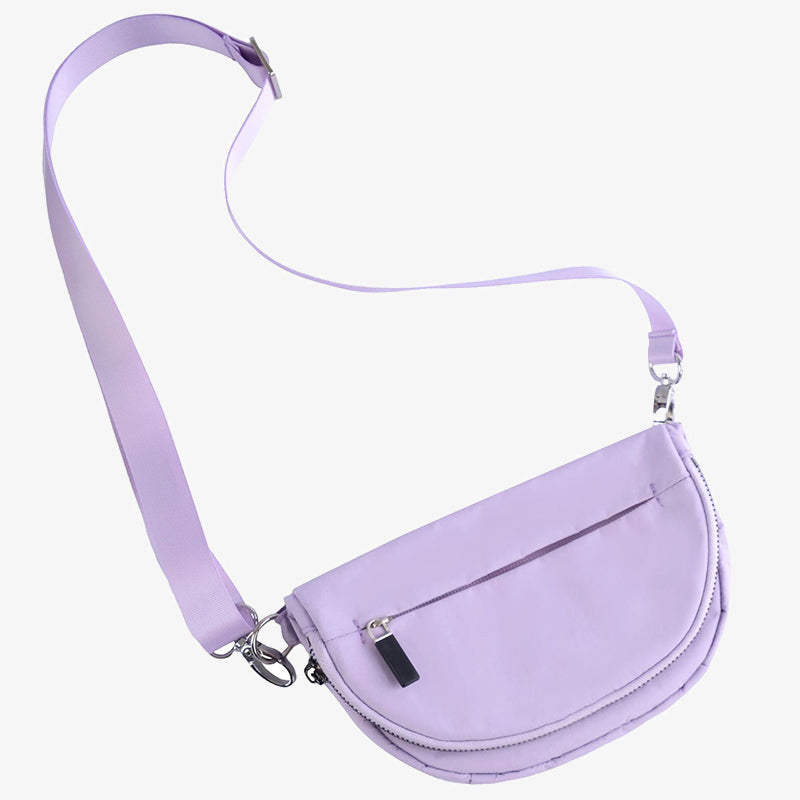 Halbmondförmige Umhängetasche für Damen, minimalistische, einfarbige Nylon-Geldbörse