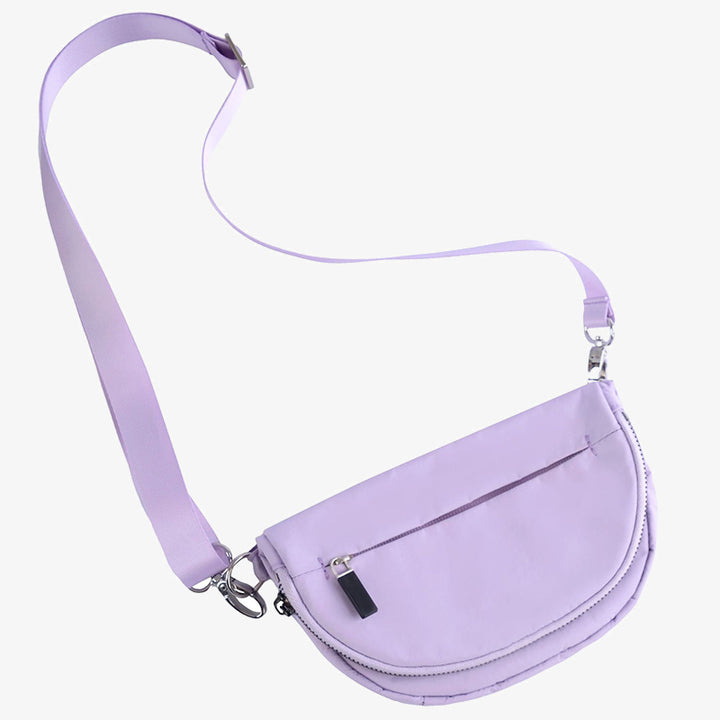Halbmondförmige Umhängetasche für Damen, minimalistische, einfarbige Nylon-Geldbörse